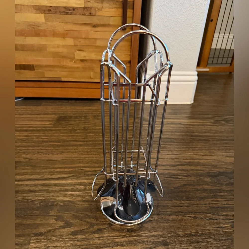 Crate&Barrel Black and Silver Carousel prepara vertuoso pod dispenser carousel